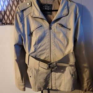 Beige leather jacket